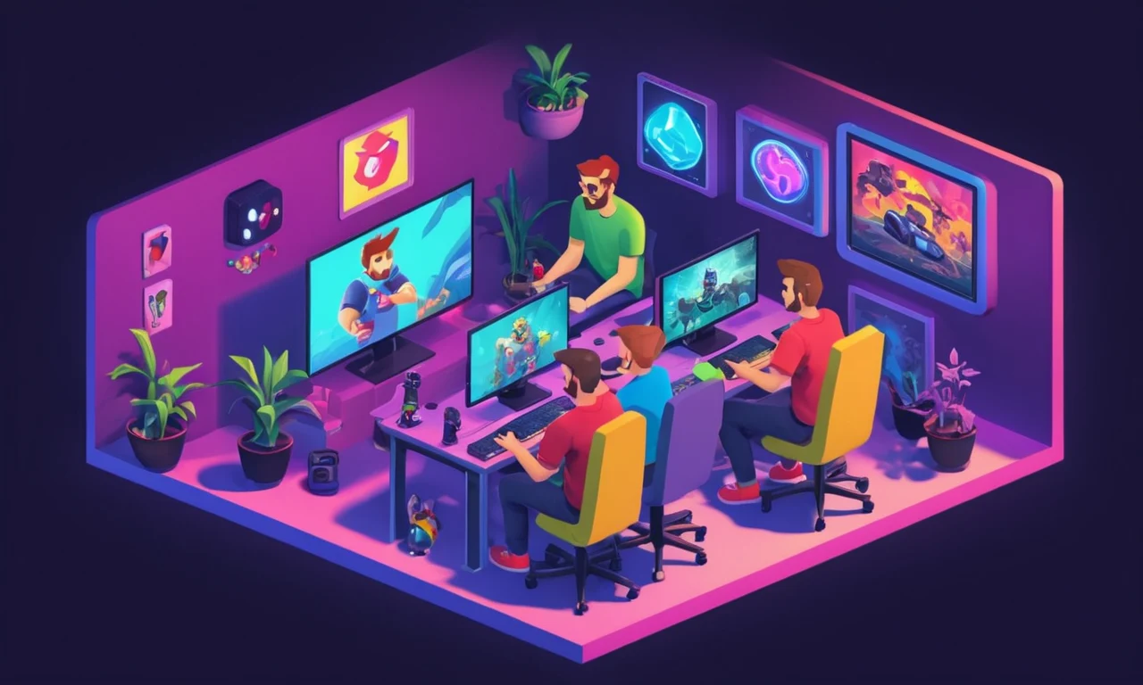 Un grupo de jugadores se reunieron alrededor de una computadora, discutiendo actualizaciones y mods para su juego favorito.