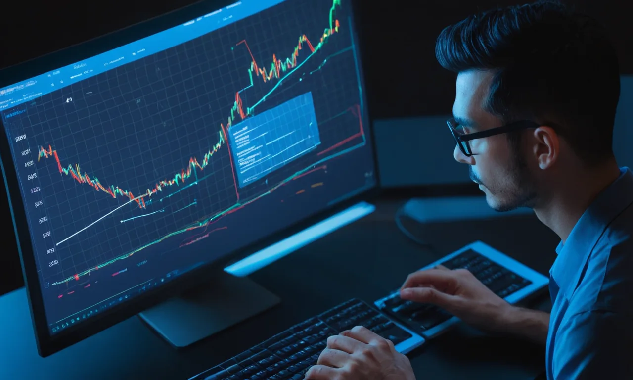 Un investigador mirando una pantalla de ordenador mostrando un gráfico o datos sobre el tema de la cancelación de Tabula Rasa.