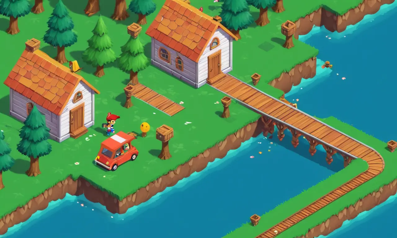 Una pantalla de juego de plataformas retro estilo con personajes icónicos y elementos de diseño de nivel.