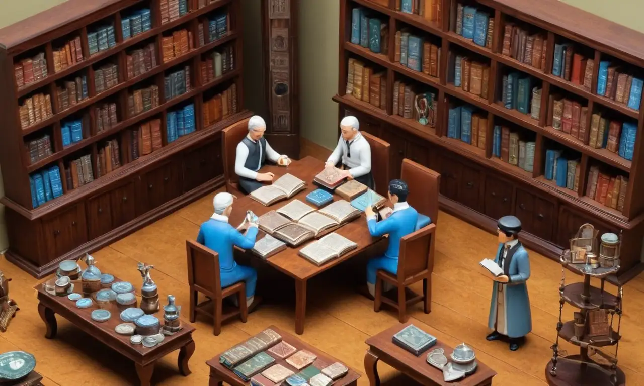 Un grupo de coleccionistas apasionados se reunieron alrededor de una mesa, rodeado de raras y valiosas colecciones de guía.