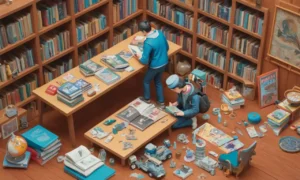 Una persona rodeada de coleccionismos