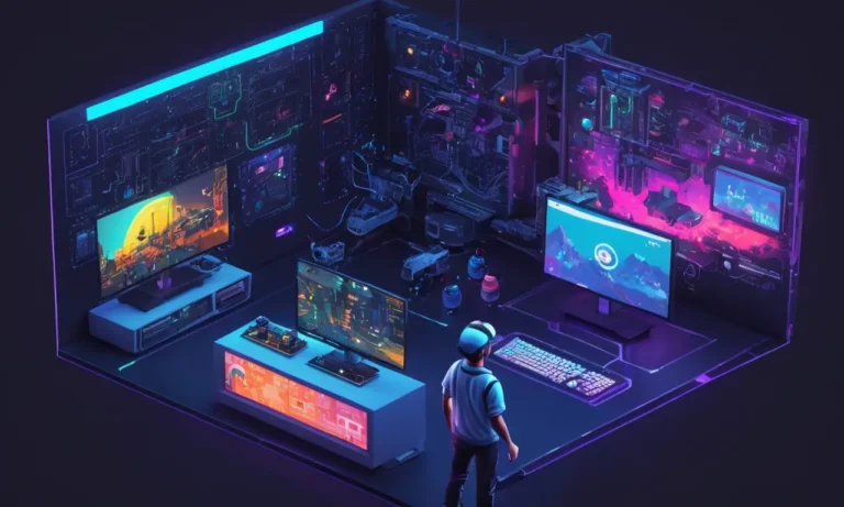 Una persona que sostiene un controlador y mira una pantalla de computadora con una plataforma comunitaria de modding mostrada.