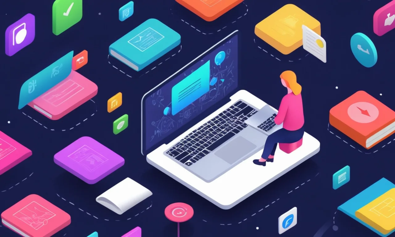 Una persona que revisa notas en un portátil con múltiples iconos mod en el fondo.