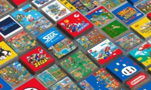Una imagen de pantalla dividida que compara logotipos icónicos de Sega y Nintendo lado a lado.