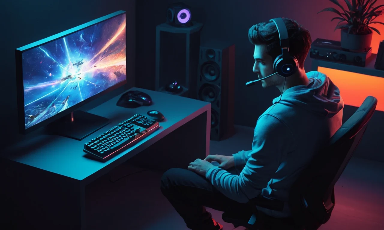 Un jugador sentado frente a un monitor con una expresión tranquila.