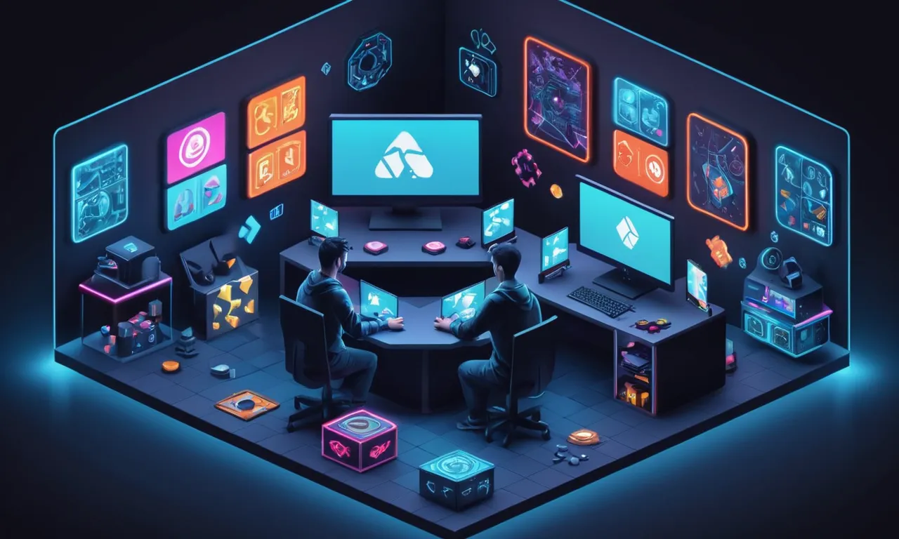 Un jugador rodeado de pantallas y símbolos, representando la intersección de la teoría y estrategia del juego.