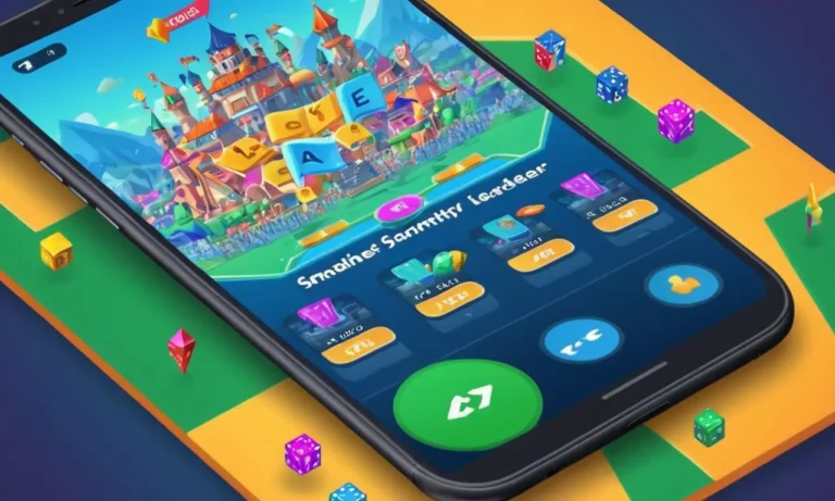Una pantalla de teléfono inteligente que muestra un juego móvil con una tabla de clasificación competitiva en el fondo.
