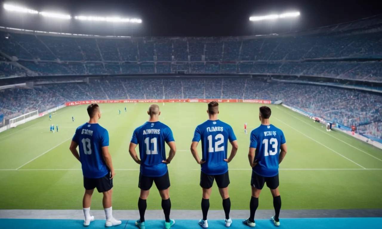 Un grupo de atletas en camisetas de liga profesional practicando juntos, con un fondo borroso de un estadio.