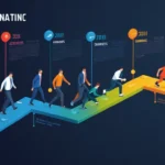 Un cronograma que muestra la evolución de las dinámicas de papel de equipo en equipos competitivos con el tiempo.