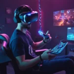 Un jugador que sostiene un controlador