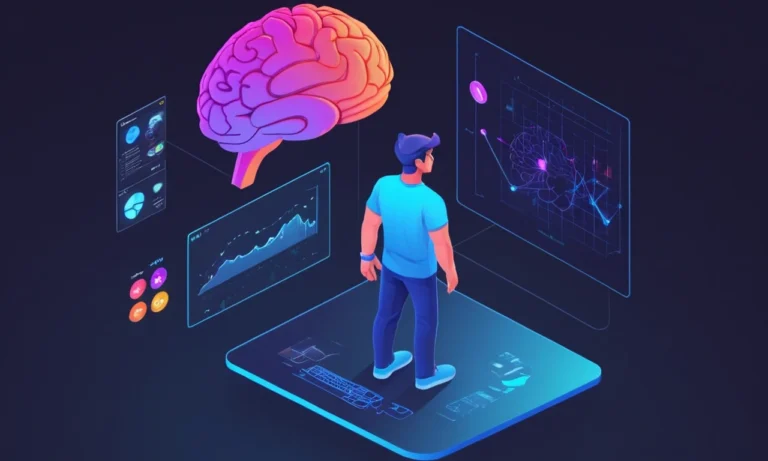 A los jugadores avatar de pie junto a un escáner cerebral o un gráfico conductual