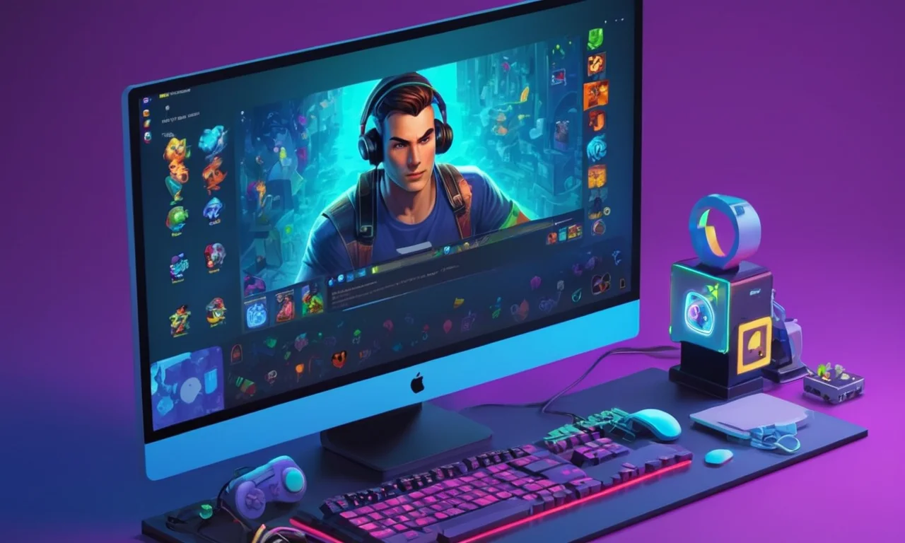 Un jugador preocupado en su pantalla de ordenador con una ventana de chat abierta, rodeado de iconos de juego.