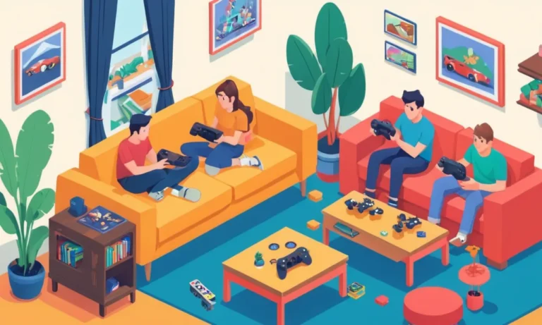 Una familia jugando juegos juntos en un sofá sala de estar con varias consolas de juego.