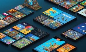 Un collage de varias pantallas que muestran diferentes medios (TV