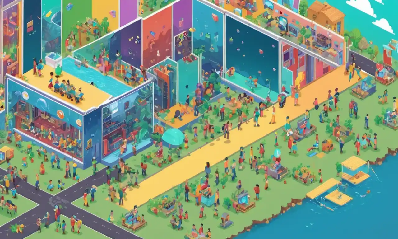 Una imagen de pantalla dividida que muestra por un lado un desarrollador de juegos trabajando en un proyecto y por otro lado una multitud de personas la financiación a través de crowdfunding.