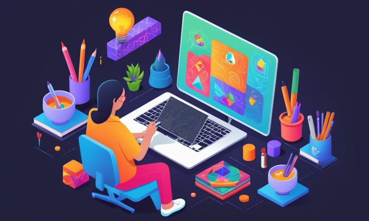 Una persona que utiliza una tableta gráfica para crear ilustraciones que representan diversos iconos culturales.