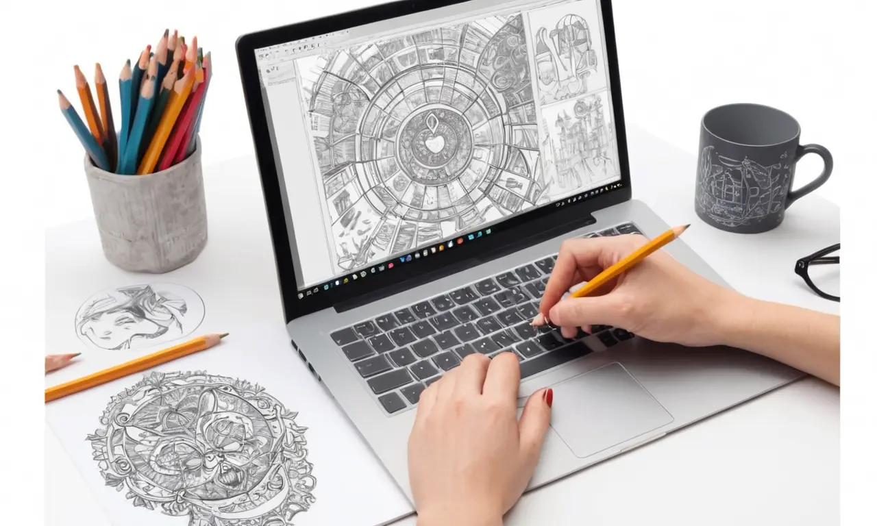 Las manos de los artistas sostienen un lápiz