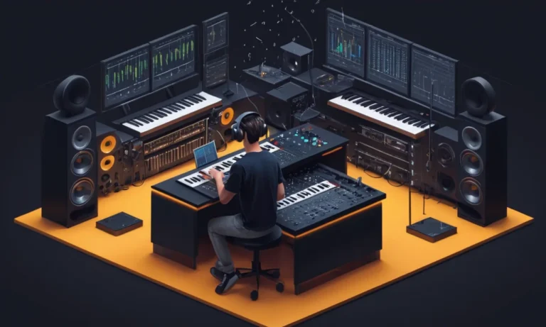 Un músico sentado en una consola