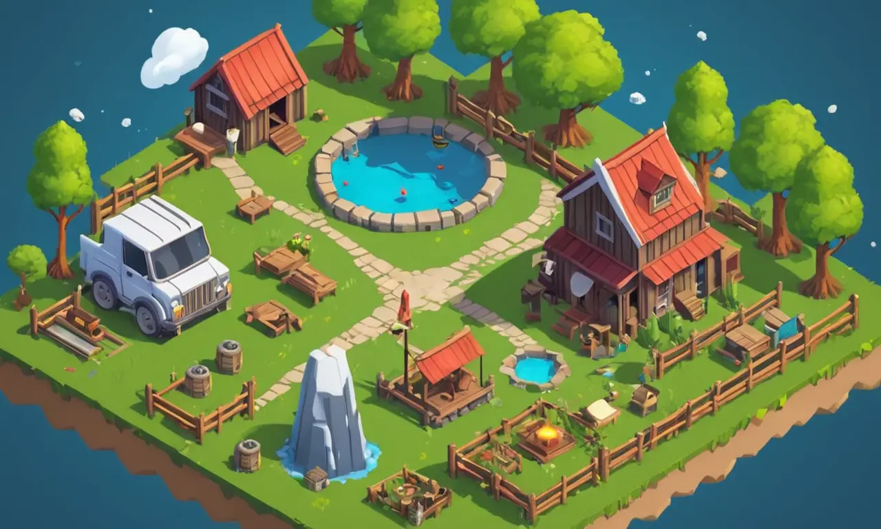 Un gráfico que muestra varios tipos de activos del juego (por ejemplo, caracteres, entornos, interfaz de usuario) y herramientas utilizadas en el desarrollo del juego.