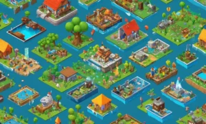 Un montaje de diversos géneros de juego y personajes de varias épocas de historia de juego en múltiples pantallas.