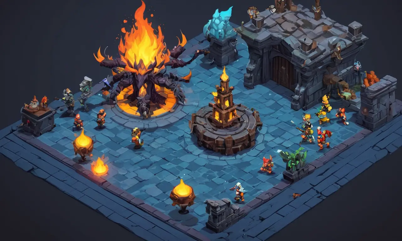 Arte conceptual de diseños enemigos y jefes de varios videojuegos en una pantalla o en un libro de diseño.