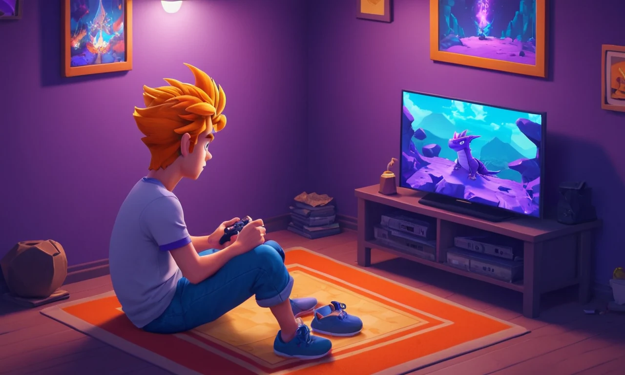 Un jugador sentado frente a un televisor