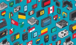 Un collage de imágenes relacionadas con el juego (controladores