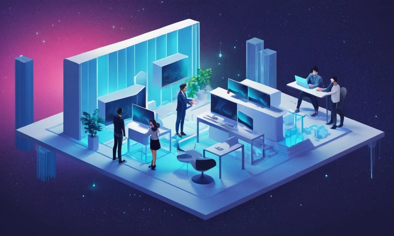 Arquitectos trabajando junto con auriculares de realidad virtual sobre diseños de construcción.