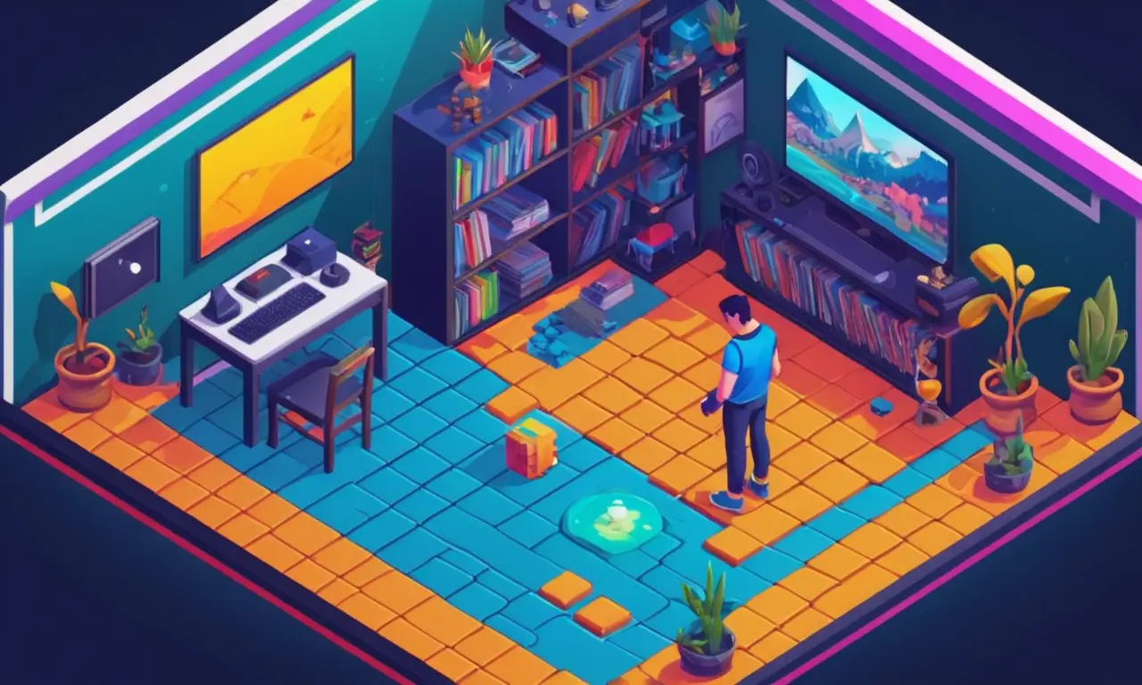 Una pantalla de juego de puzzle con jugador frustrado en el fondo.