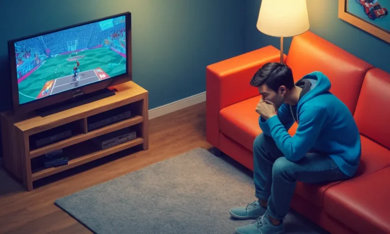 Un jugador decepcionado sentado frente a un televisor mostrando el fracaso de los juegos para satisfacer las expectativas.