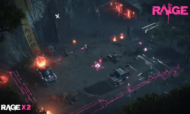 Una captura de pantalla del juego Rage 2 con símbolos rojo X superpuesto