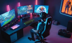 Un jugador sentado frente a una pantalla