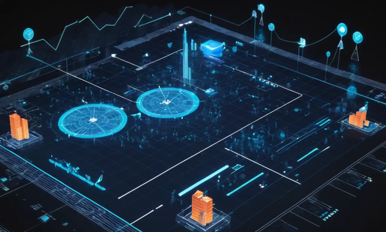 Un gráfico mostrando simulación resultado del juego con un avatar de usuarios en primer plano, rodeado de elementos de interfaz digital.