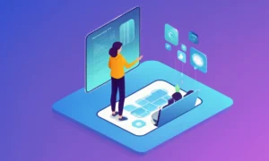 Una persona interactuando con una interfaz fácil de usar en una pantalla digital.