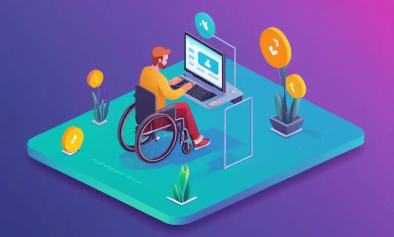 Una persona con discapacidad usando una interfaz gráfica inclusiva en un dispositivo.