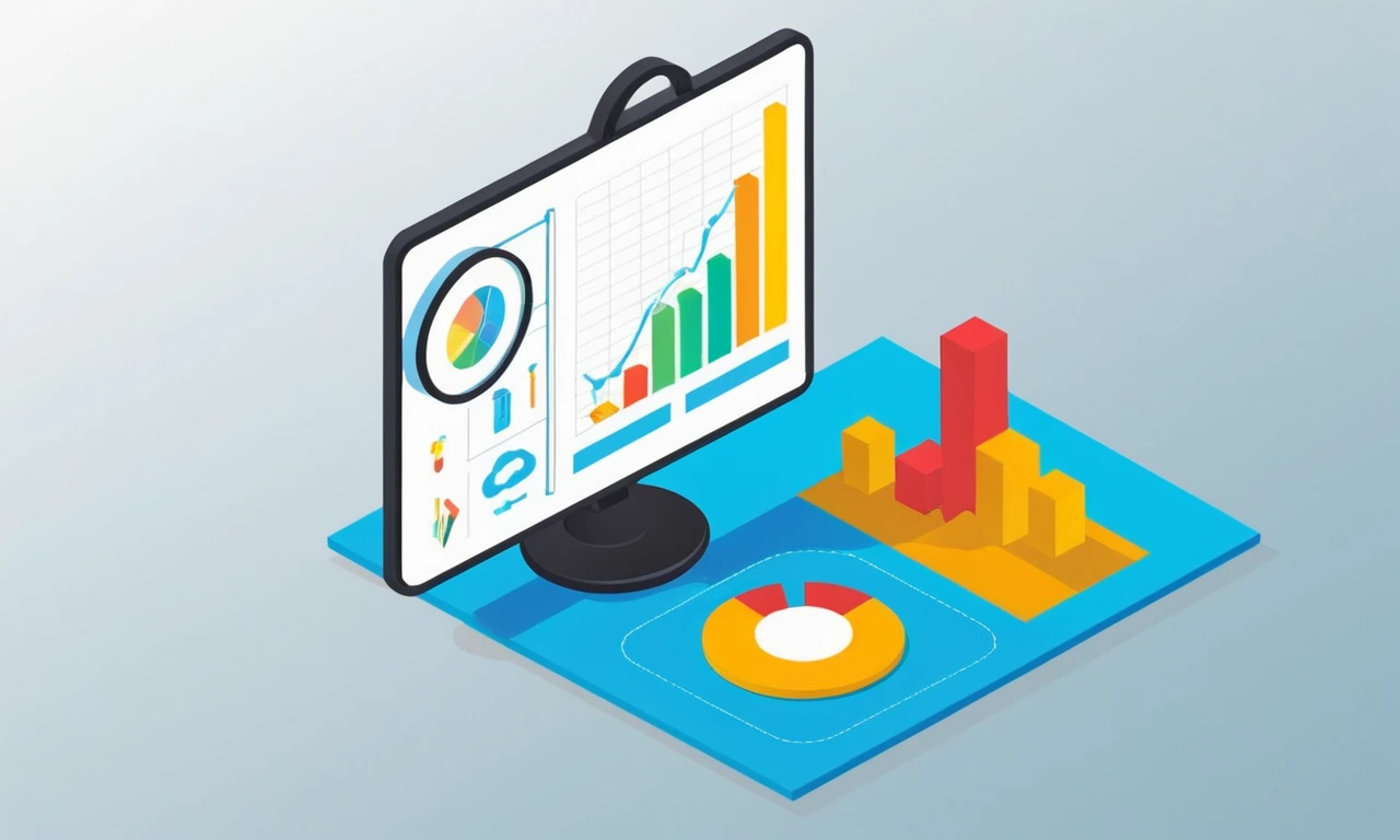 Una colección de gráficos y gráficos accesibles en una pantalla, con un icono de vidrio de aumento para indicar las características de accesibilidad.