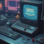 Una pantalla de ordenador vintage que muestra el primer videojuego industrial