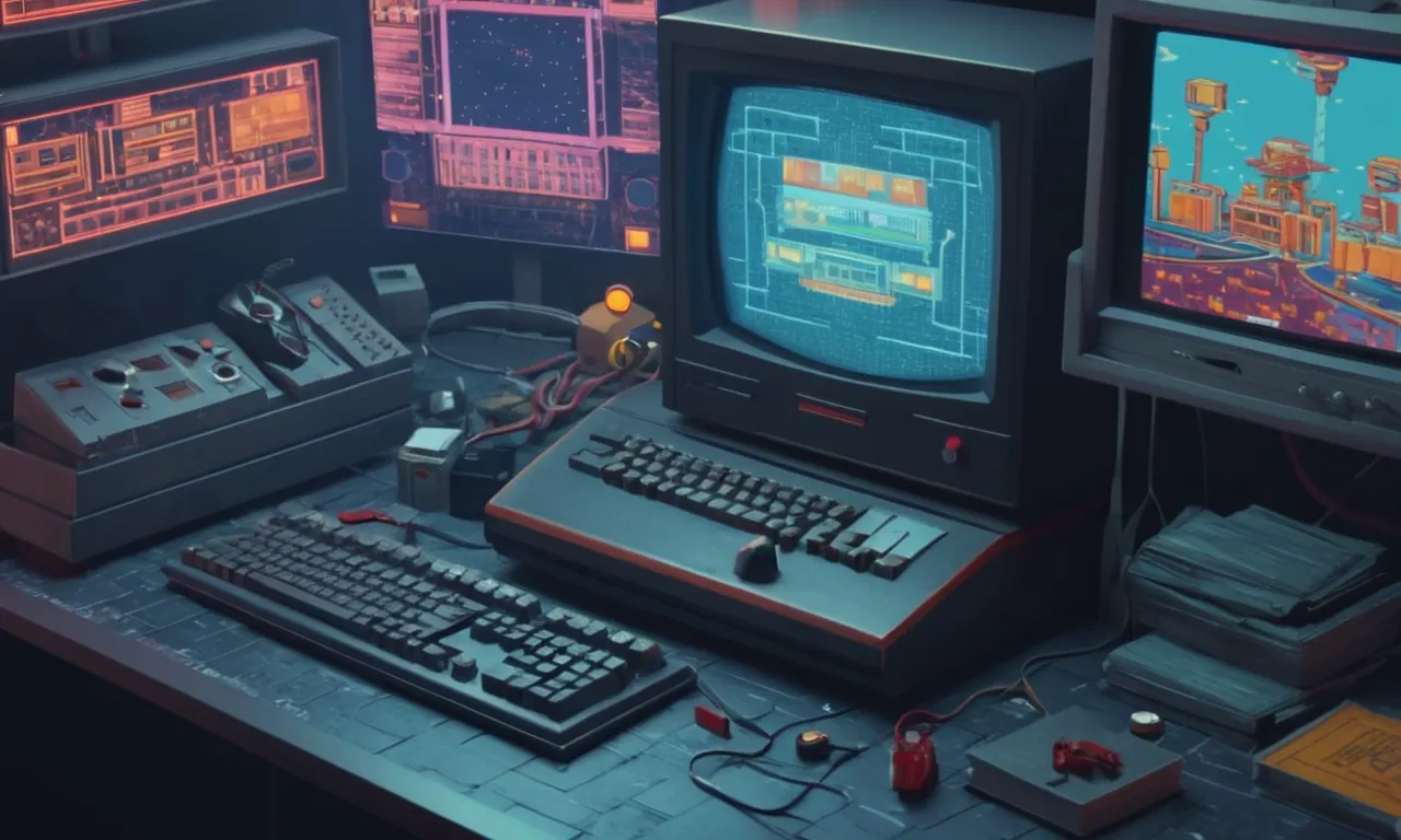 Una pantalla de ordenador vintage que muestra el primer videojuego industrial