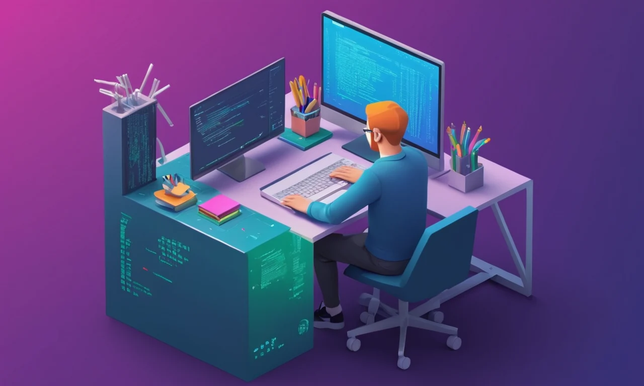 Una persona sentada en un escritorio con un portátil abierto a un código de programación para mods.