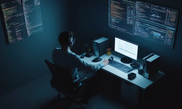 Un modder sentado frente a una pantalla de computadora con varias herramientas de codificación y scripts abiertos.