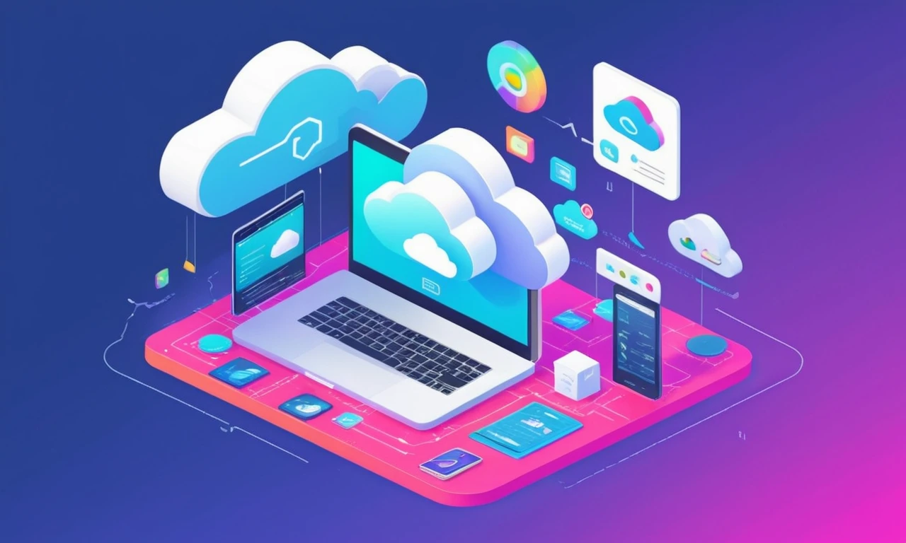 Ilustración de herramientas de desarrollo basadas en la nube con iconos y fragmentos de código.