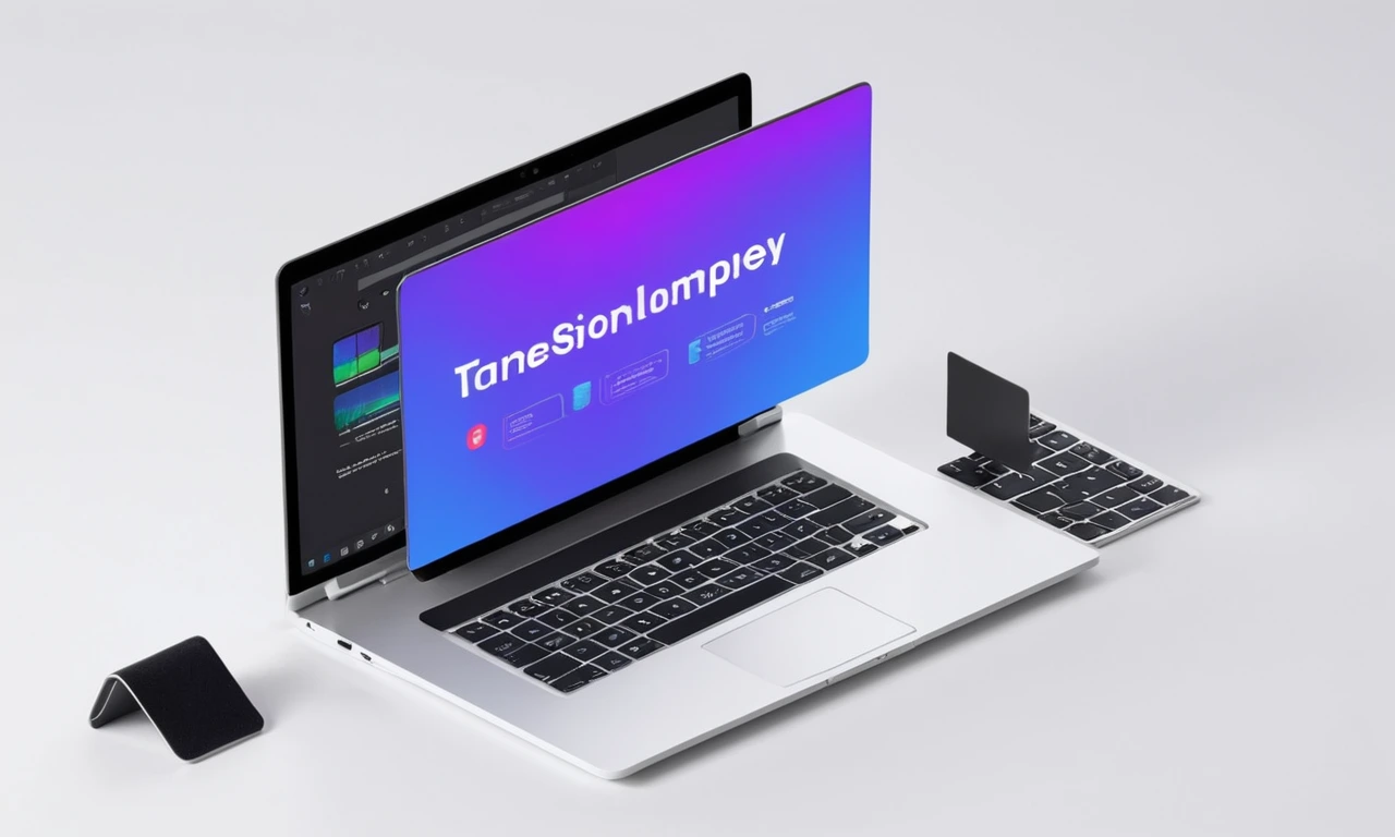 Una persona que utiliza un portátil con una pantalla dividida que muestra principios de diseño y elementos de interfaz de usuario.