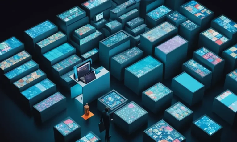 Archiviste holding una tableta en medio de pilas de objetos físicos