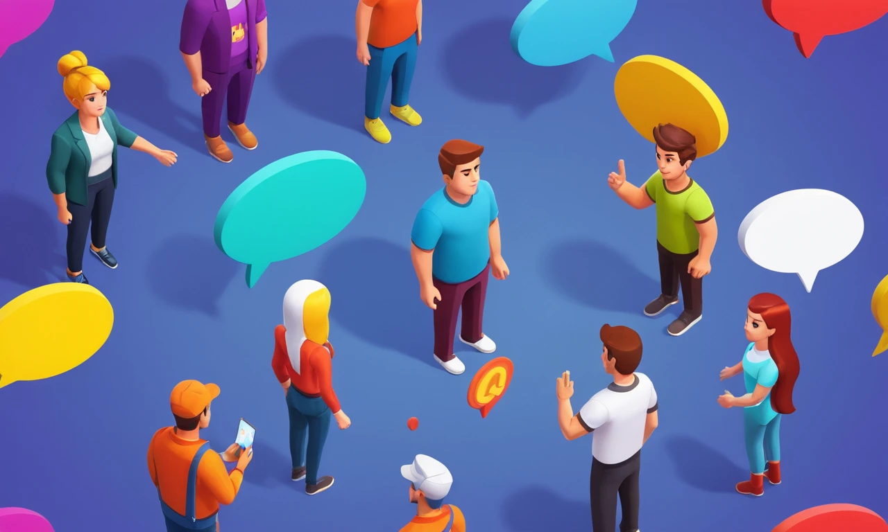 Un retrato de personajes con burbujas de discurso destacando la importancia del diálogo en el desarrollo del juego.