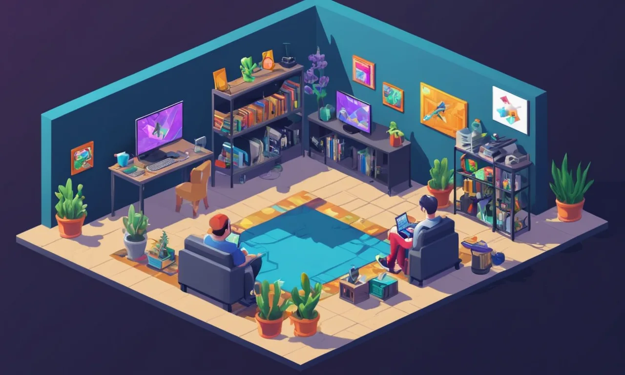 Un artista trabajando en un software de desarrollo de juegos con varios activos digitales y versiones mostradas.