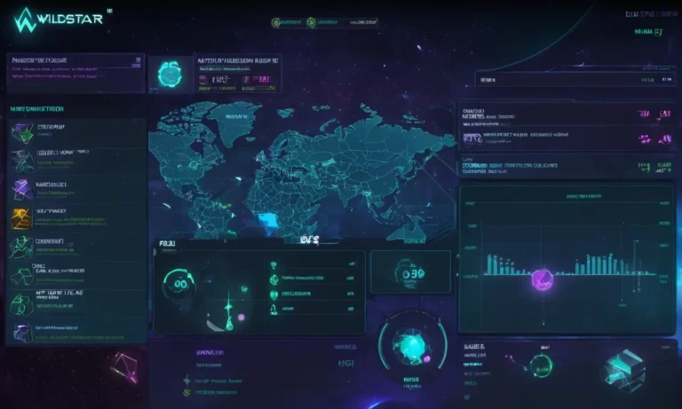 Una captura de pantalla de la interfaz de juego WildStar con una notificación de apagado del servidor en el fondo