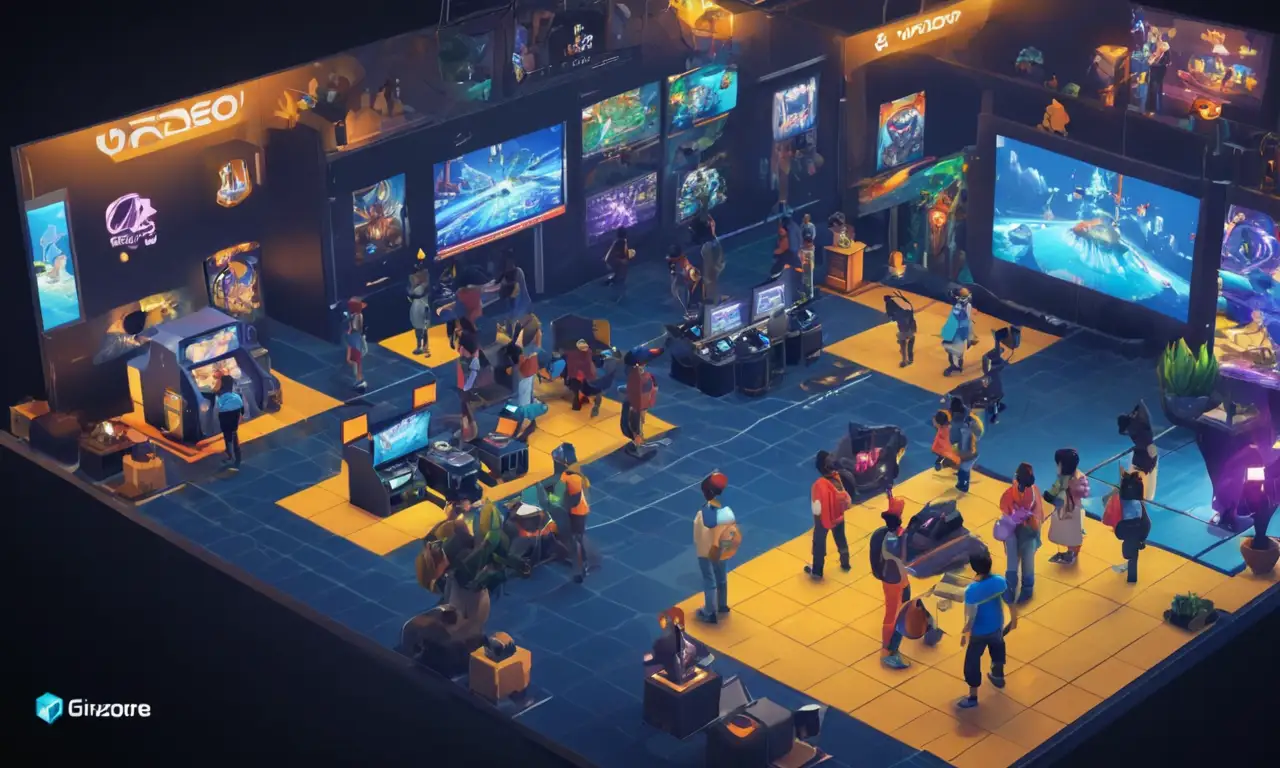 Los jugadores que participan con diversos entornos virtuales, destacando el impacto cultural de las innovaciones de videojuegos en las experiencias de juego.