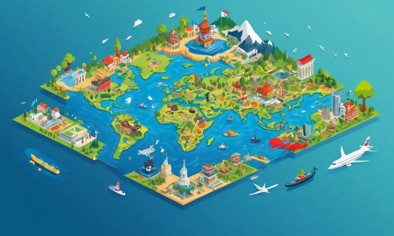 Un mapa mundial con varios logotipos de plataformas destacados