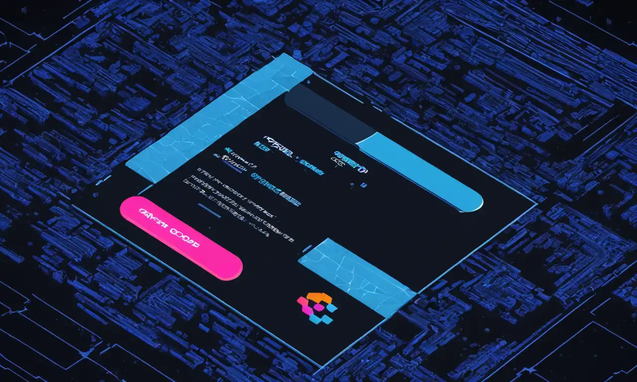 Una pantalla que muestra el logotipo de juegos con código roto y mensajes de error en el fondo.