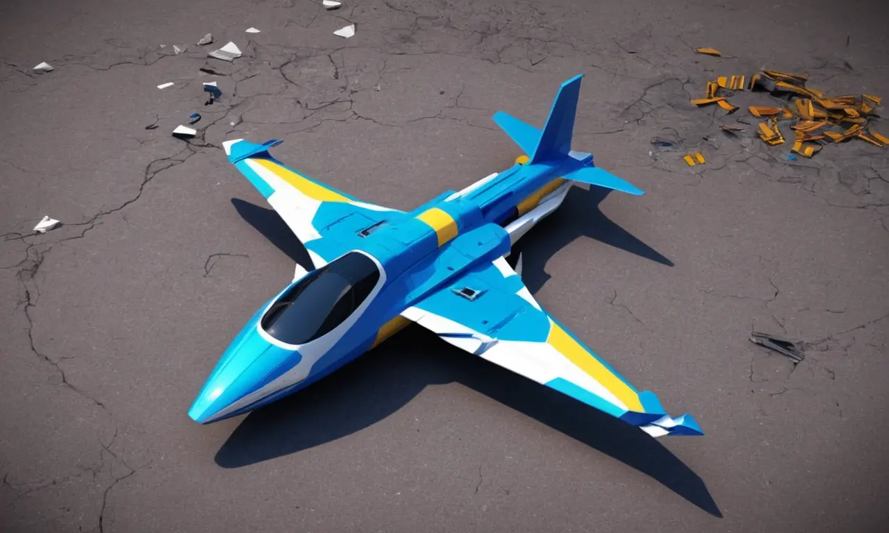 Un prototipo fallido de vehículo volador Sonics está roto en el suelo